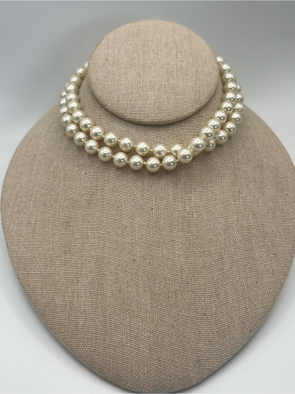 Vintage Glass Faux Pearl Necklace